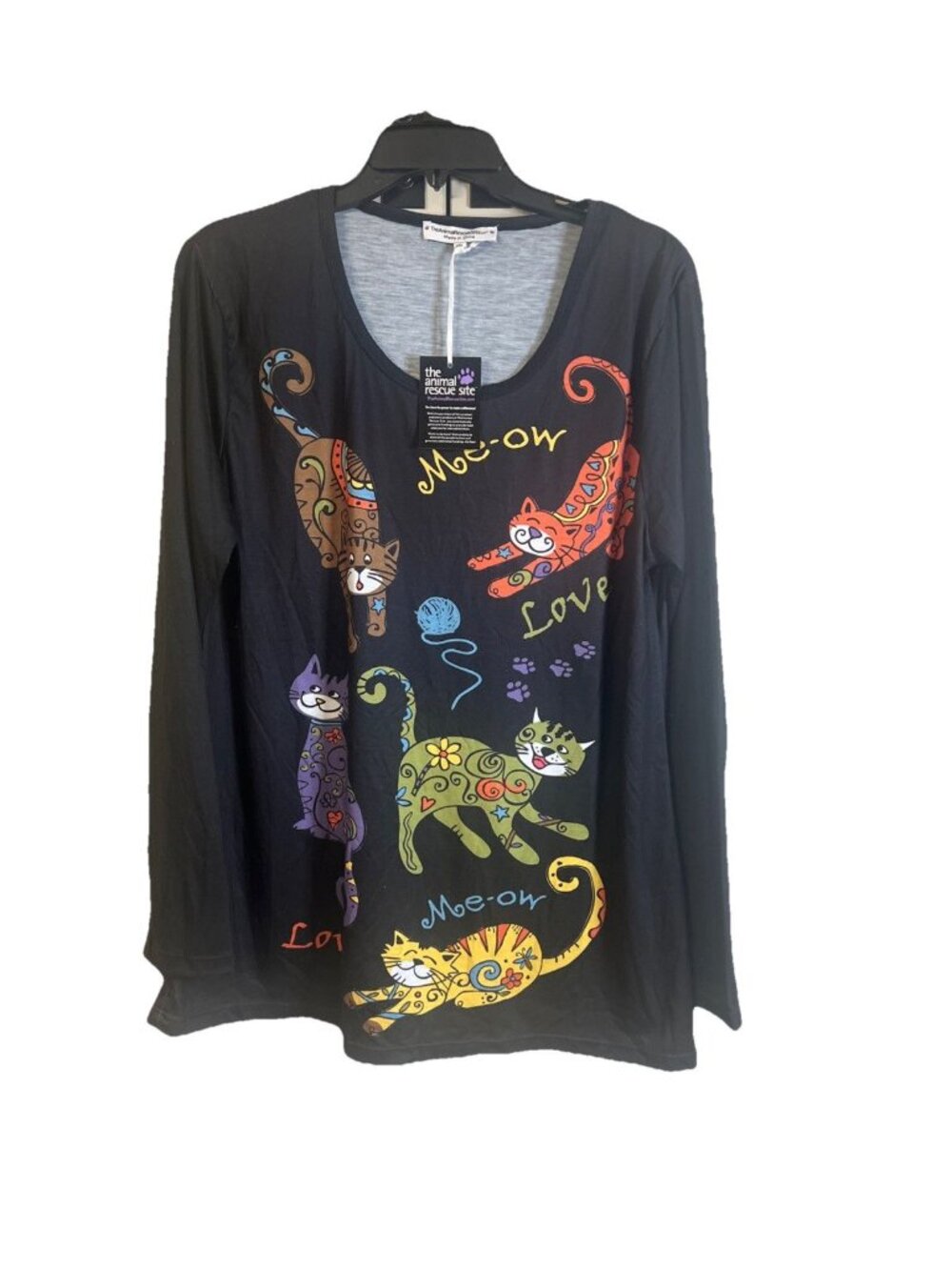 NWT The Animal Rescue Site 2XL Pop Art Graphic Cat Meow Love Tee/Top/Shirt